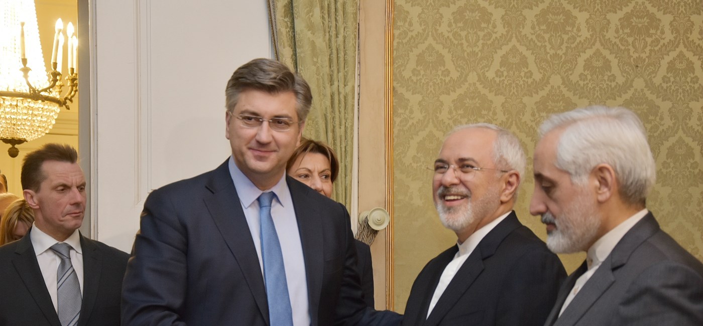 Predsjednik Vlade Plenković s ministrom vanjskih poslova Islamske Republike Iran Zarifom